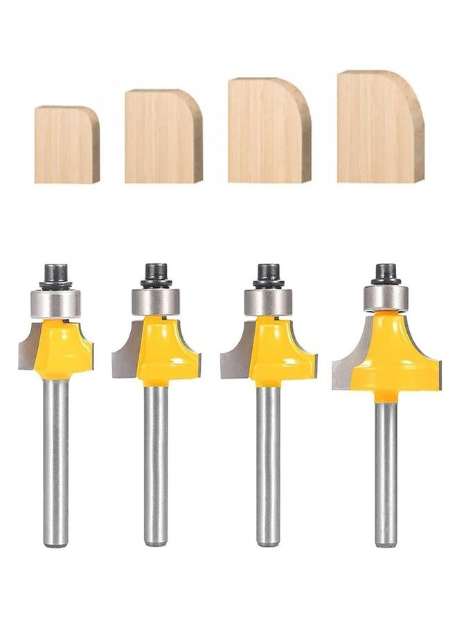 Serplex® 4pcs Roundover Router Bit Set, Router Bits For Wood, 6mm Shank, Radius in 1/8", 1/4", 3/16", 5/16", Bearing Guide for Rounding Edge bit - Image 1